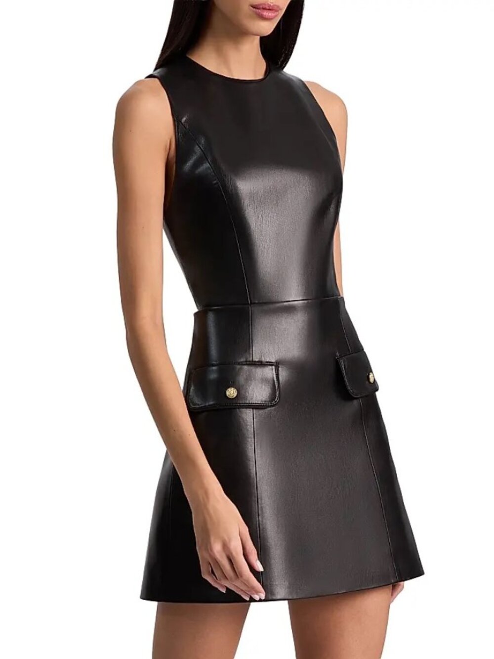 ALICE + OLIVIA Marcella Faux-Leather Minidress Size 6 (runs small) NWT